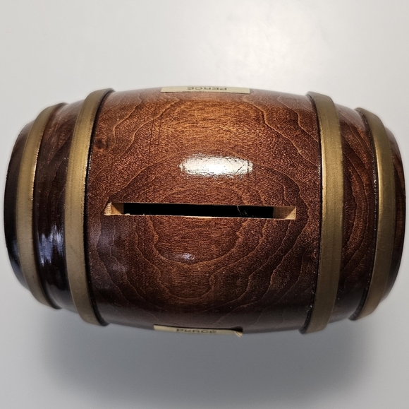 PERCE Wooden Barrell with Sail Boat Coin Piggy Bank - Picture 5 of 16
